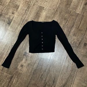 Ribbed Square Neck Long Sleeve